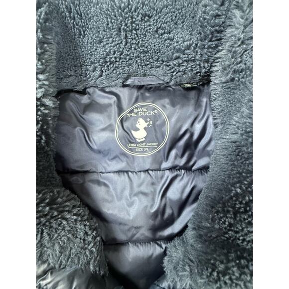 SAVE THE DUCK Featherless Puffer Coat Animal Free Sz Med/Large Navy Blue - Picture 7 of 11